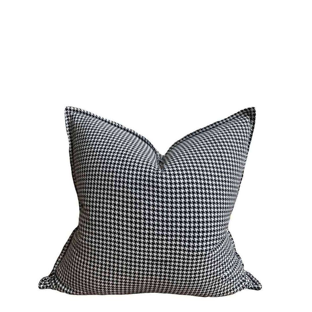 BLACK & WHITE HOUNDSTOOTH  CUSHION COVER WITH 1CM FLANGE image 0
